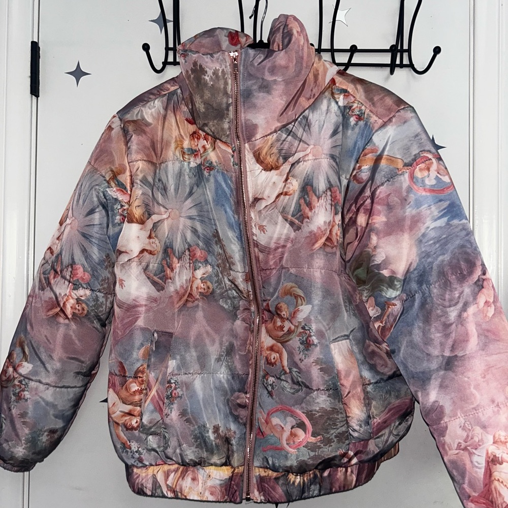 Forever 21 Angel Print Puffer Jacket